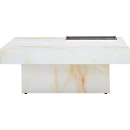 A modern and practical coffee table with imitation marble patterns, made of MDF material. The fusion of elegance and natural fashion 31.4"x 31.4"x 12 "