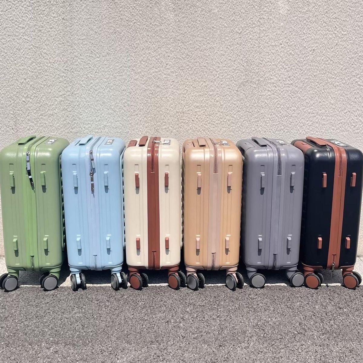 Front Opening 20-Inch Carry-On Luggage with Expandable Travel Bag Set, ABS Hard Shell Two-piece suitcase set with USB Port, Cup Holder, ivory and brown