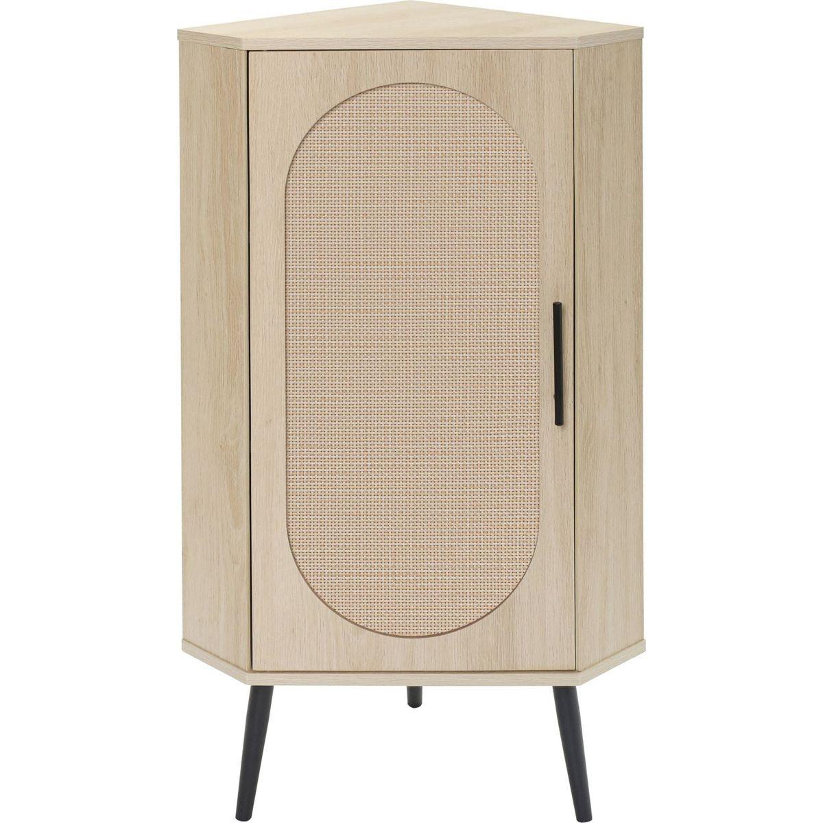 Corner cabinet, Rattan door,Freestanding Corner Tables For Small Spaces, Corner Shelf Stand For Living Room, Kitchen, Bathroom, Bedroom