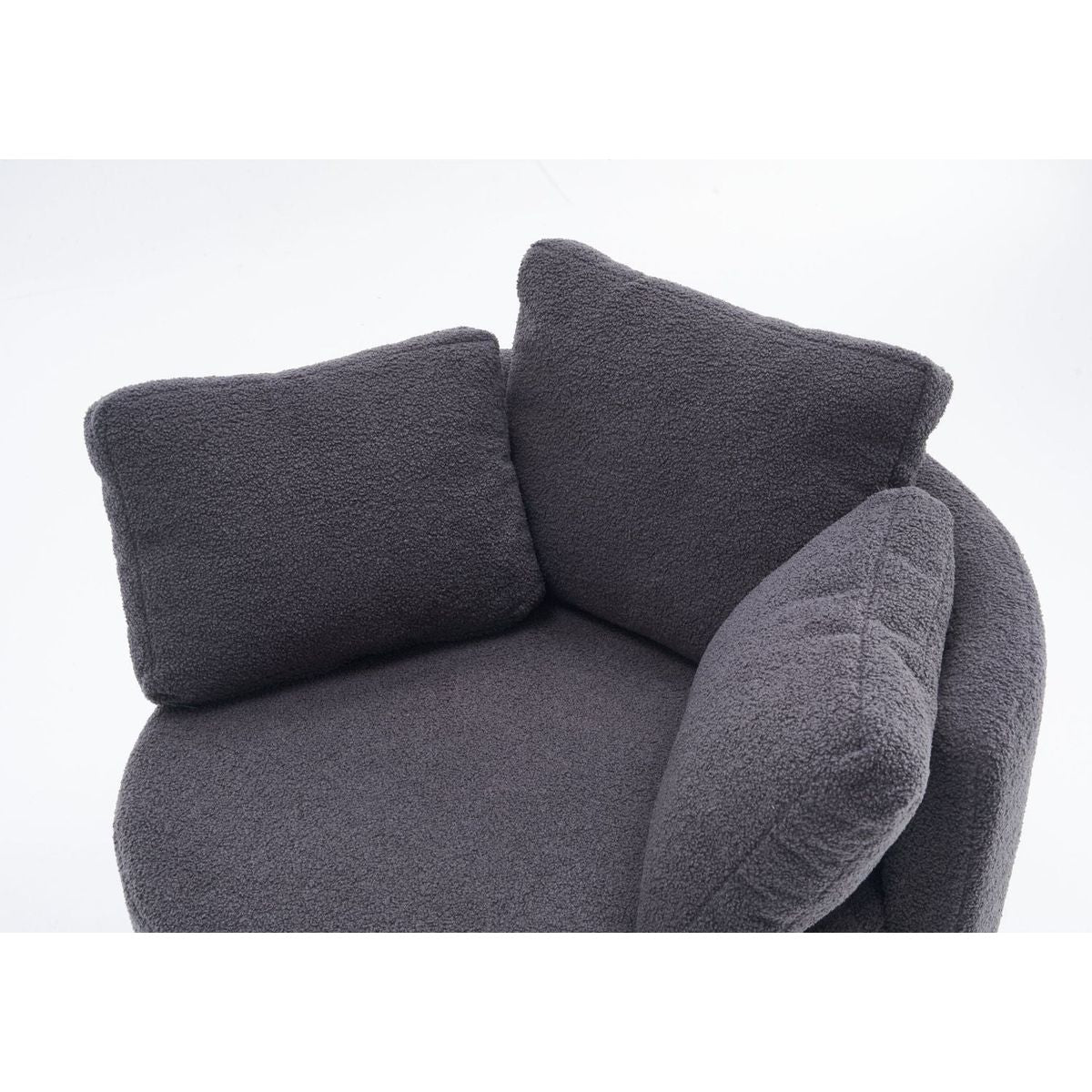 Teddy Fabric Swivel And Storage Chair With Back Cushion For Living Room,Dark Gray
