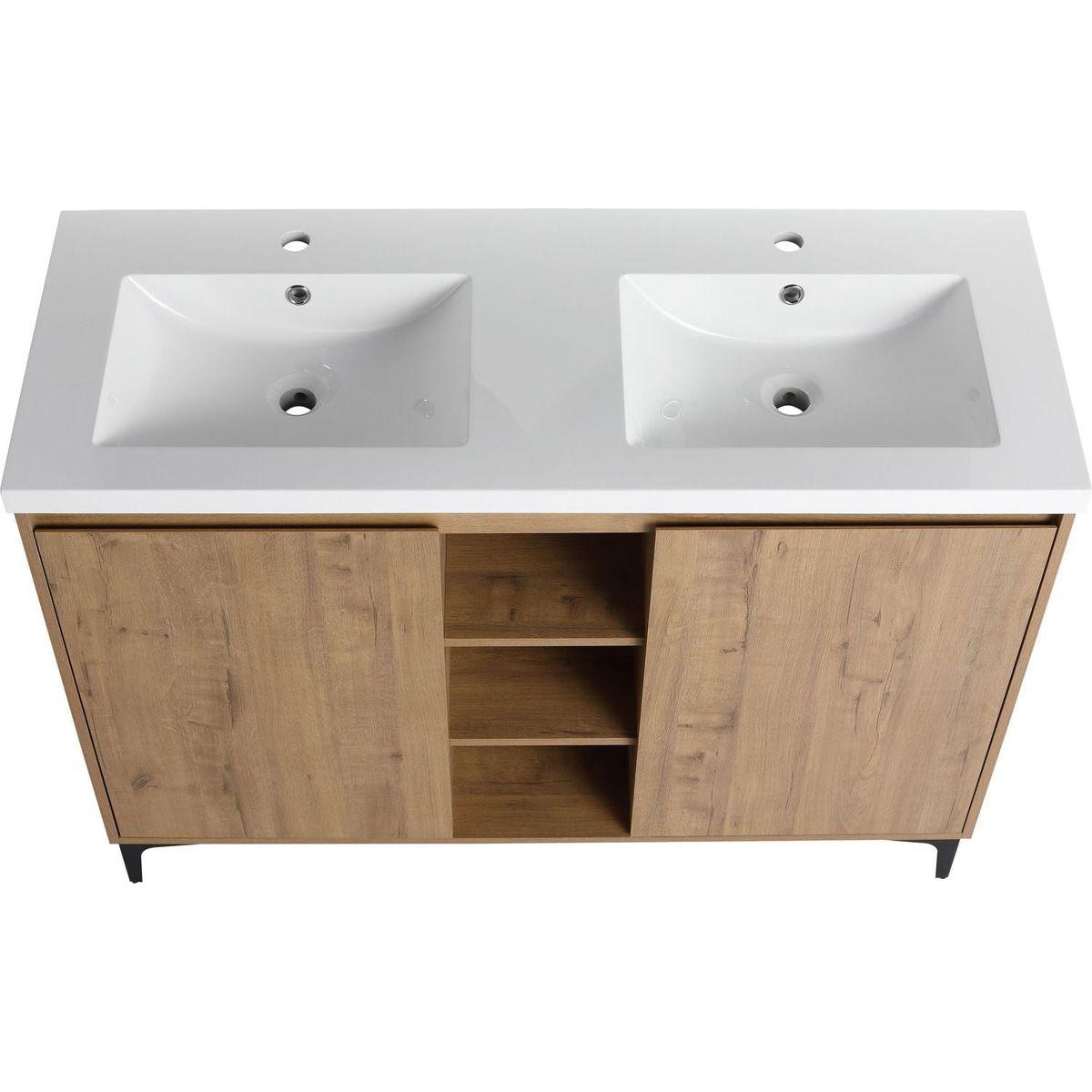 48" Freestanding Bathroom Vanity With Double Sink, Soft Closing Door Hinge (KD-Package)G