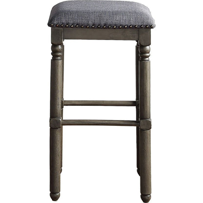 Arnhem Wood Upholstered Swivel Bar Stools, Set of 2, Grey