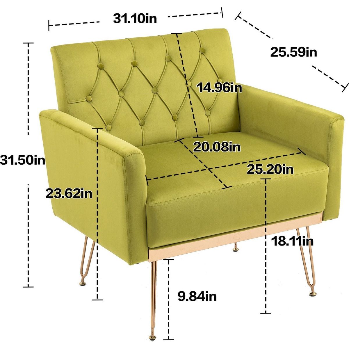 Accent Chair, leisure single sofa with Rose Golden feet