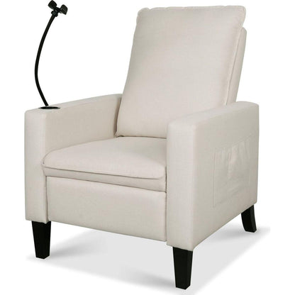 Recliner Chairs for Adults, Adjustable Recliner Sofa with Mobile Phone Holder & Cup Holder, Modern Reclining Chairs Fabric Push Back Recliner Chairs for Living Room, Bedroom, BEIGE