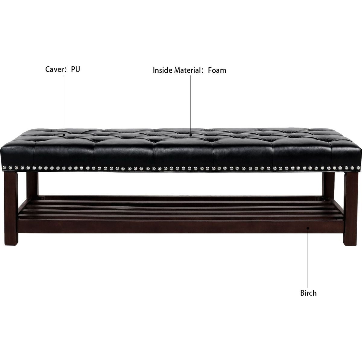 Wooden Base Upholstered Bench for Bedroom for Entryway