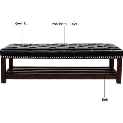Wooden Base Upholstered Bench for Bedroom for Entryway