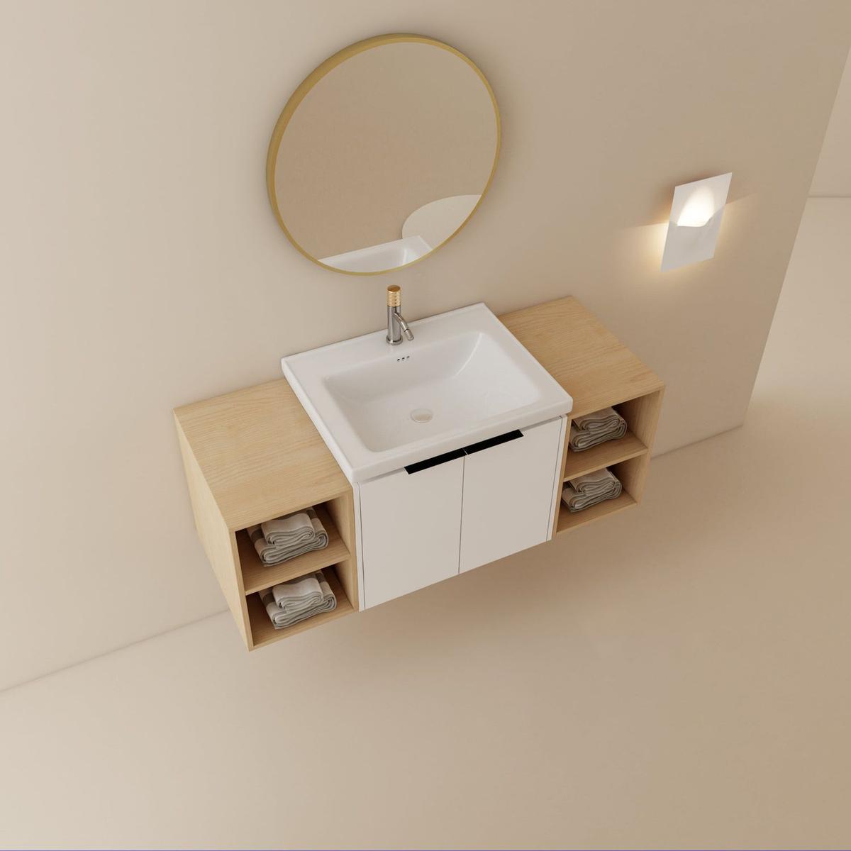 48 Inch Soft Close Doors Bathroom Vanity With Sink, and Two Small Storage Shelves,BVC07448WHLTK