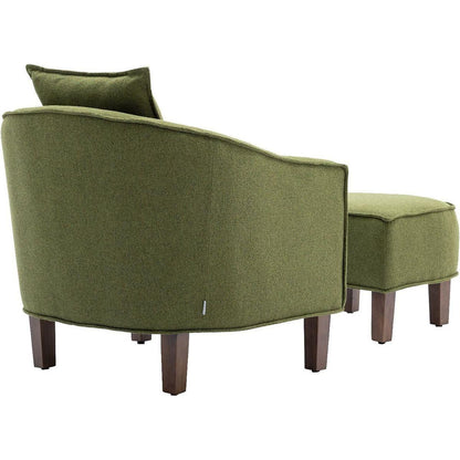 Accent Chair with Ottoman, Mid Century Modern Barrel Chair Upholstered Club Tub Round Arms Chair for Living Room