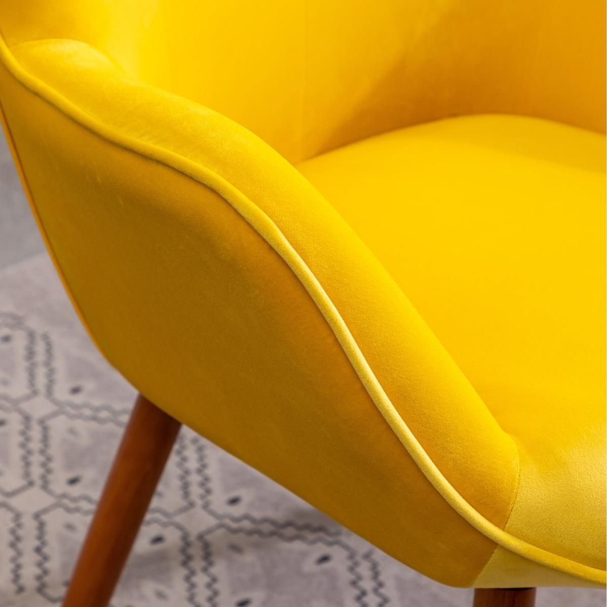 Doarnin Contemporary Silky Velvet Tufted Button Back Accent Chair, Yellow