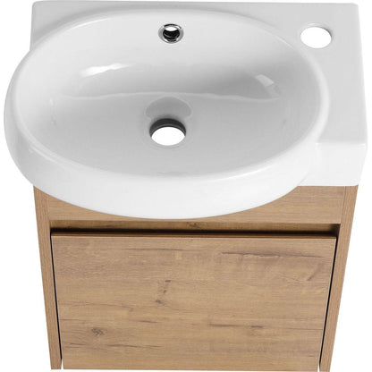 Soft Close Doors Bathroom Vanity With Sink,16 Inch For Small Bathroom