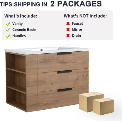 30 Inch Bathroom Vanity With Top(GGRB3020MOWH)