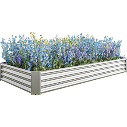 Raised Garden Bed Kit - Metal Raised Bed Garden 7.6x3.7x0.98ft for Flower Planters, Vegetables Herb Silver