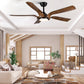 Smart 56" Integrated LED Ceiling Fan with Antique Brown Blades in Matte Black Fan Body Finish