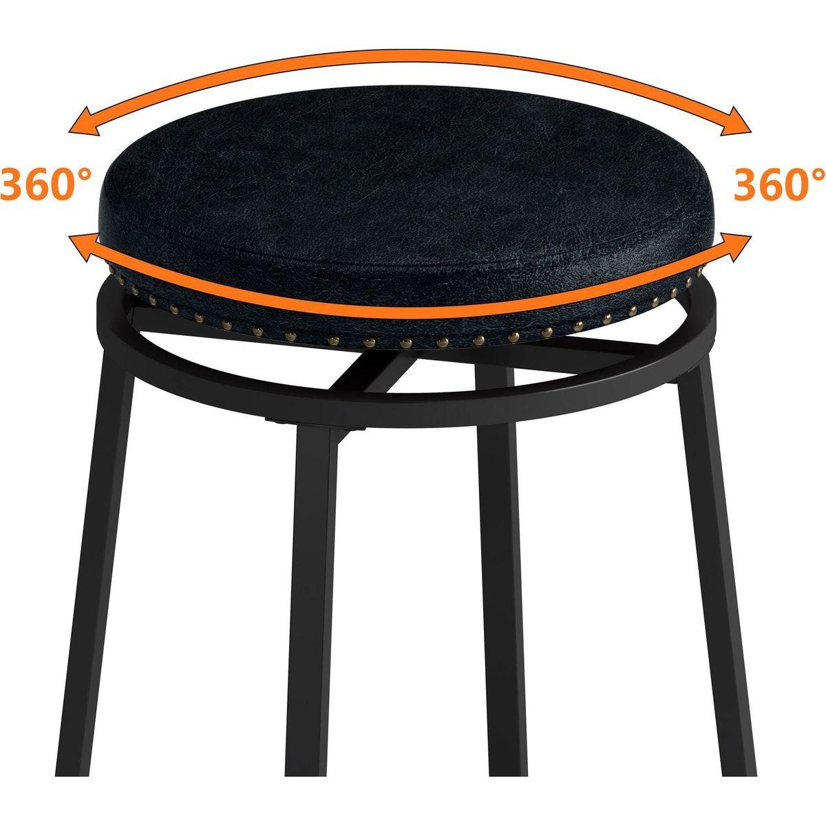 3-Drawer Long Dining Table Set with Power Outlets, Bar Kitchen Table Set with Circular PU Stools, Easy Assemble, Brown Gray Table+Black Stool