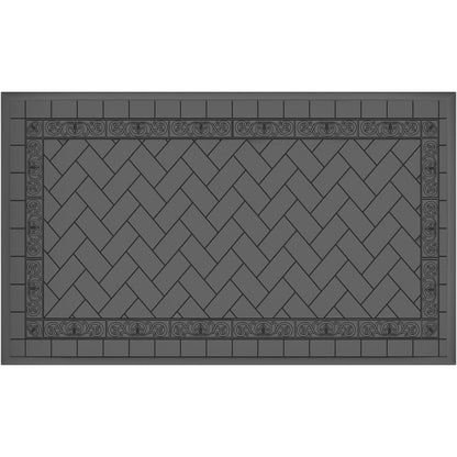 L59.05xW35.43-inch Cast Aluminum Patio Dining Table With Black Frame and Carved Texture on the Tabletop