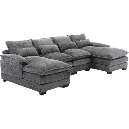 Modern Large chenille Fabric U-Shape Sectional Sofa