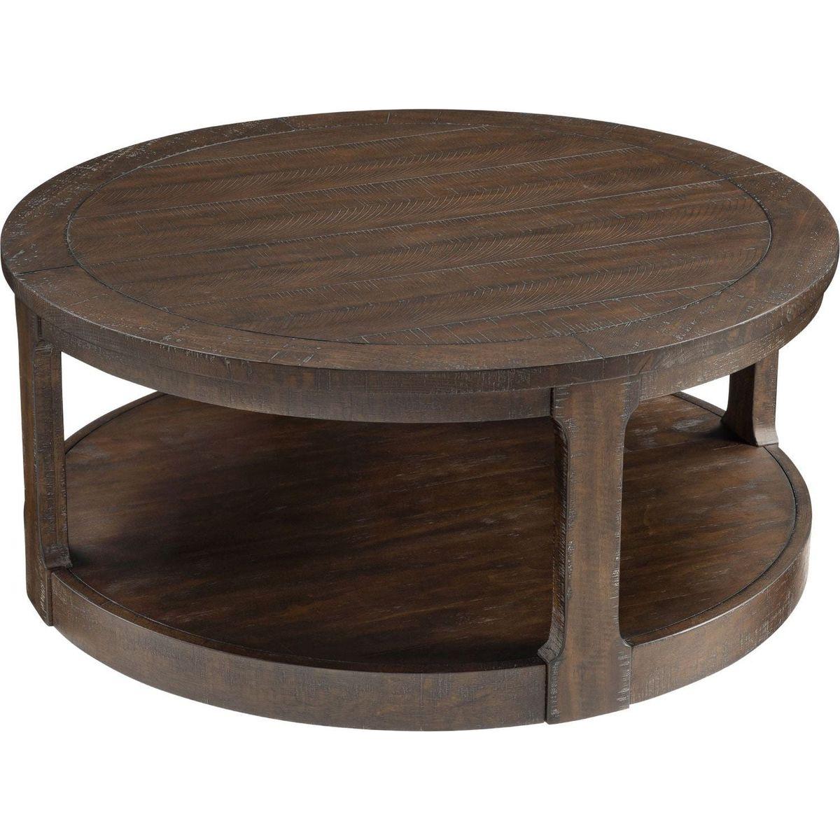 40inch Large Curved 2 Tier Traditional Round Circle Wooden Center Coffee Table,Mid Century Rounded Table with Wheels ,Table for living Room,Office,Apartment,Brown - Streamdale Furniture