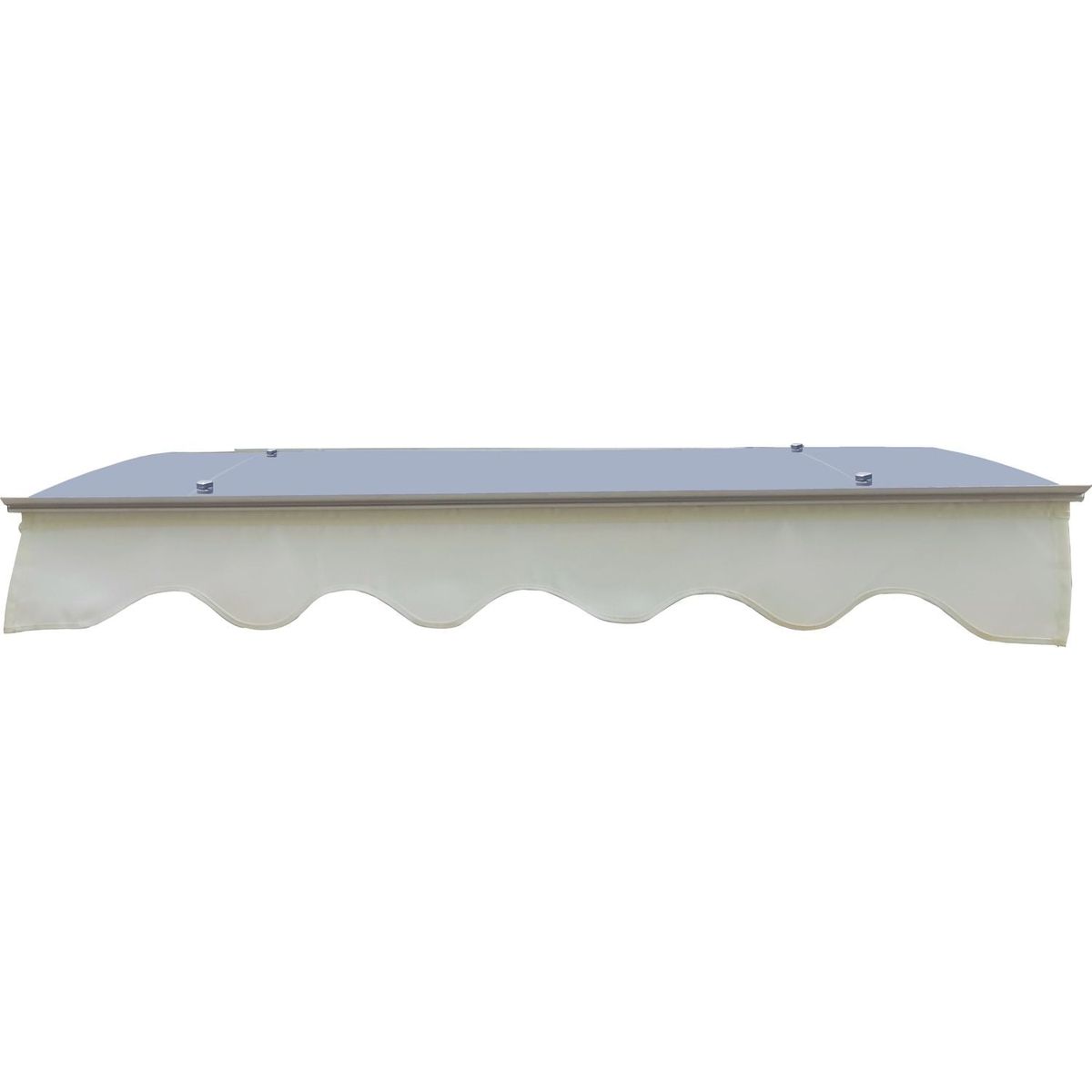 GarLUGH DA4734C Series Door Window Awning Made of 0.137 Inch Thick Crystal Solid Polycarbonate Sheet and Aluminum Alloy with Valance in size of 47" Wide x 34" Deep for Masonry Concrete Wall