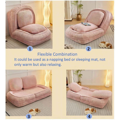 Human Dog Bed, Lazy Sofa Couch, 5 Adjustable Position,sit,sleep,fold,suit to put in bedroom, living room, Space Saving Design, Pink