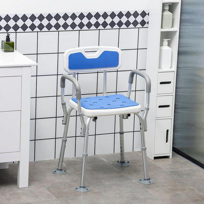 EVA Padded Shower Chair with Arms and Back, Bath Seat with Adjustable Height, Anti-slip Shower Bench for Seniors and Disabled, Tool-Free Assembly, 299lbs