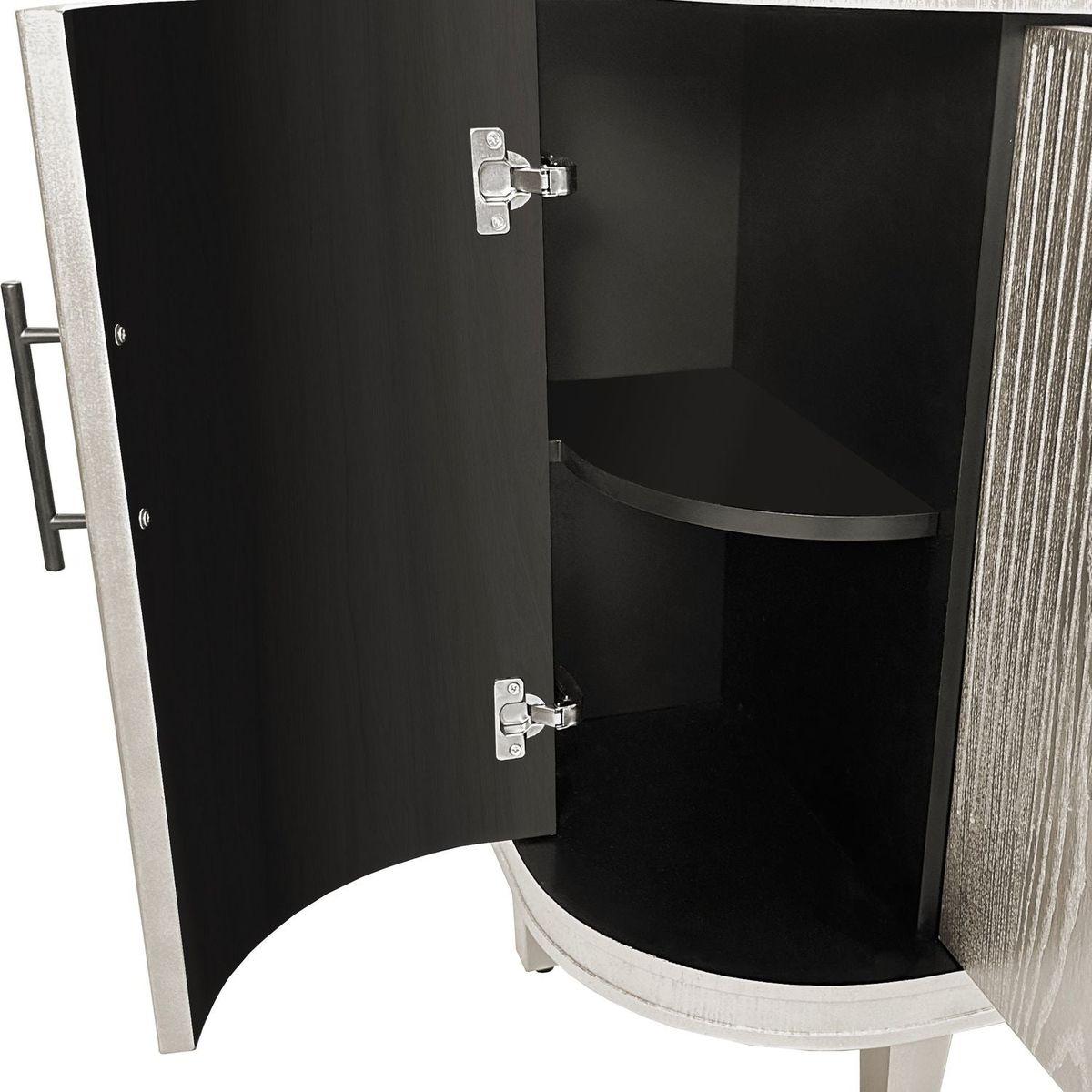 Modern Curved Sideboard 47.2-Inch Decorative Storage Cabinet Wooden Console Table Coffee Bar Cabinet with 4 Doors and Adjustable Interior Shelves for Living Room, Kitchen, Bedroom, Hallway (Champagne)