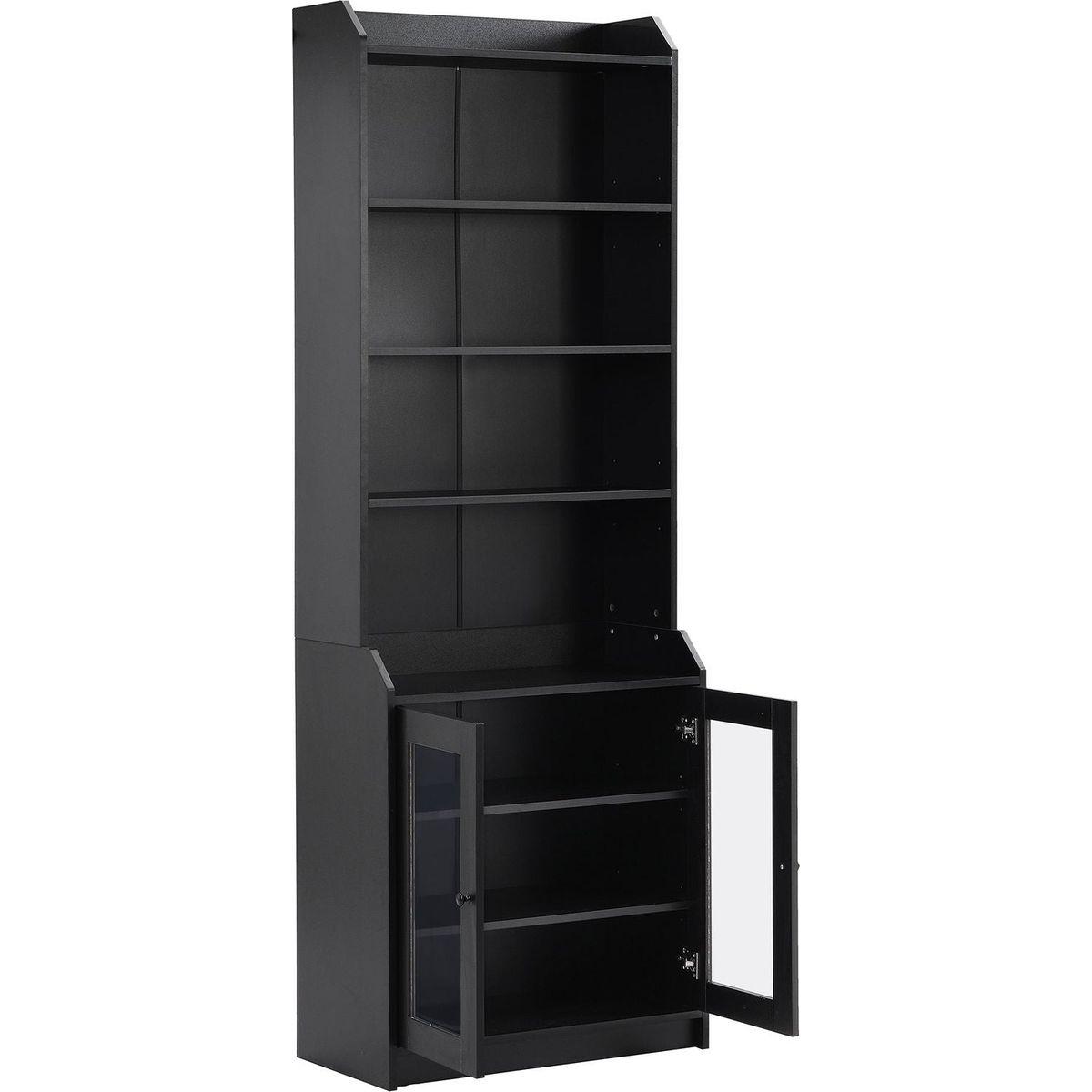 Elegant Tall Cabinet with Acrylic Board Door, Versatile Sideboard with Graceful Curves, Contemporary Bookshelf with Adjustable Shelves for Living Room, Black