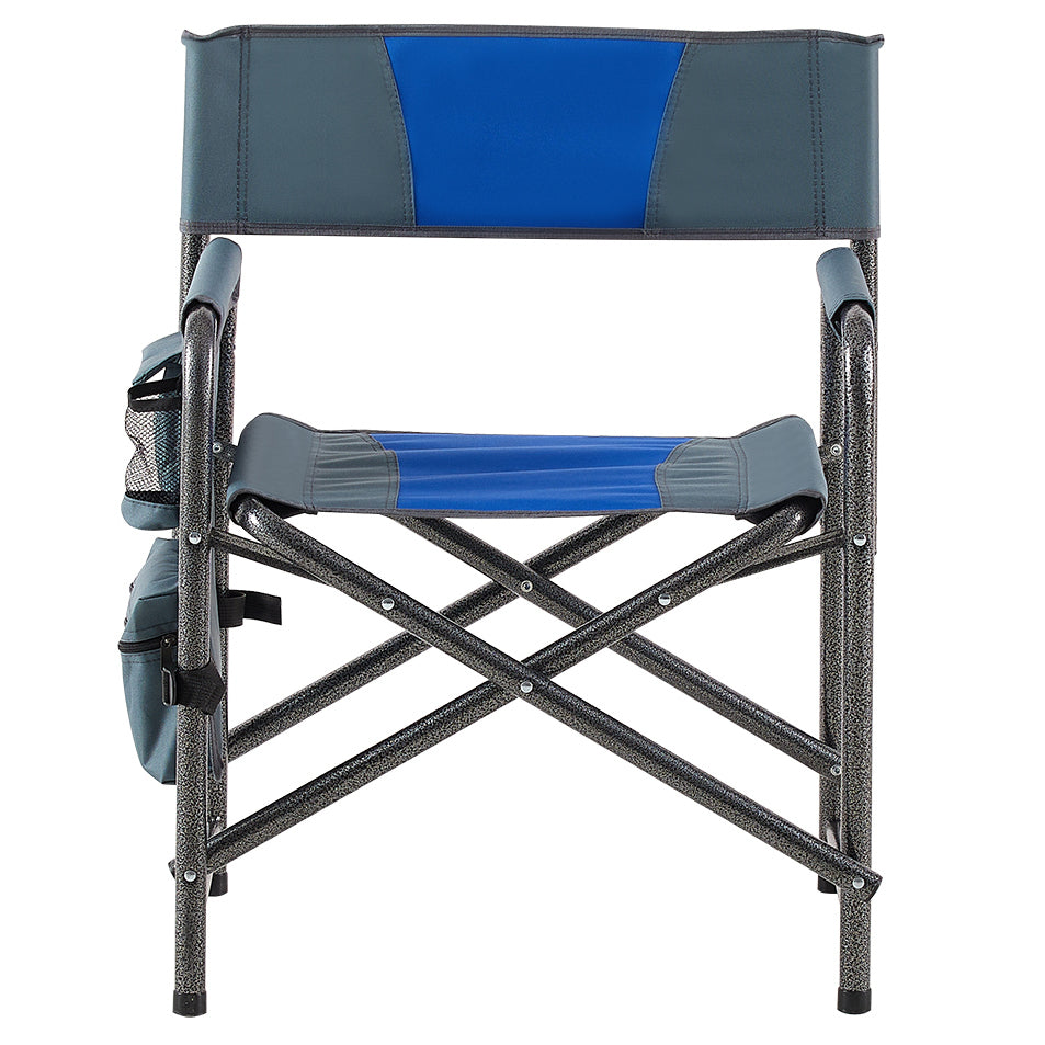 2-piece Padded Folding Outdoor Chair with Storage Pockets,Lightweight Oversized Directors Chair for indoor, Outdoor Camping, Picnics and Fishing,Blue/Grey