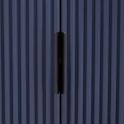 Vertical Striped Door Storage Cabinet with Metal Handles, Adjustable, Suitable for Study, Entryway and Living Room