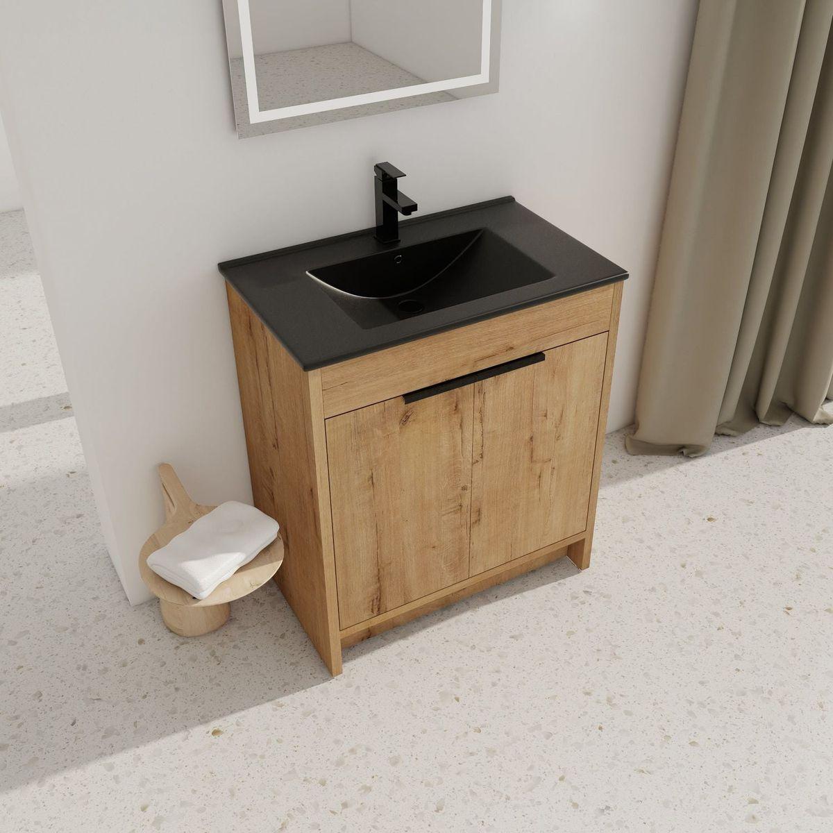 30" Freestanding Bathroom Cabinet With Basin & 2 Soft-Close Cabinet Doors ((KD-PACKING),BVB02430IMO-