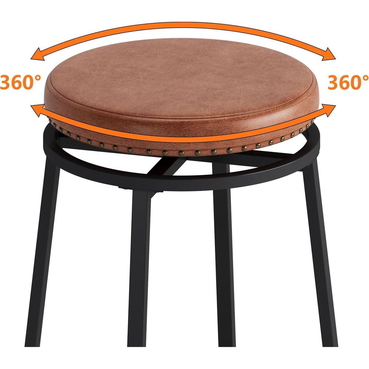 3-Drawer Long Dining Table Set with Power Outlets, Bar Kitchen Table Set with Circular PU Stools, Easy Assemble,Brown