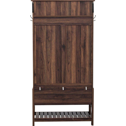 Hall Tree with 6 Hooks and Hinged Lid, Coat Hanger, Entryway Bench, Storage Bench, 3-in-1 Design, 69INCH, for Entrance, Hallway