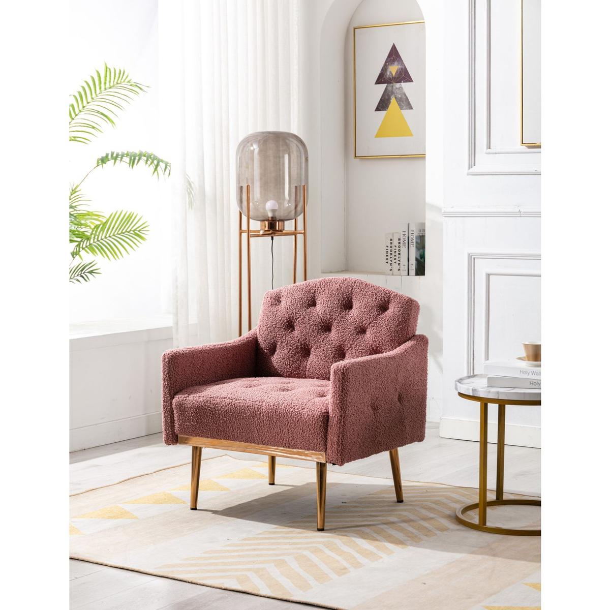 Accent Chair, leisure single sofa with Rose Golden feet