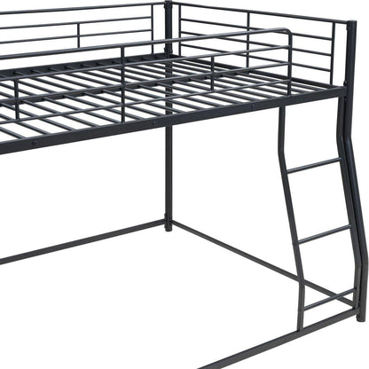 Metal Floor Bunk Bed, Full XL over Queen, Black