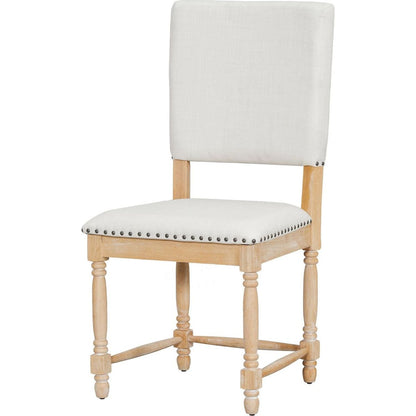 Vintage Traditional 2-Piece Upholstered Dining Chairs with Padded Backs, Natural