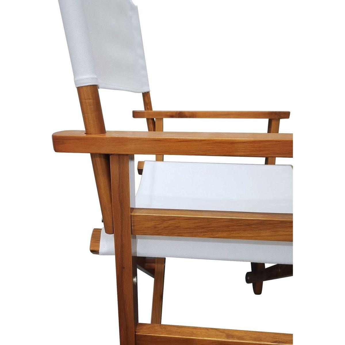 Folding Chair Wooden Director Chair Canvas Folding Chair Folding Chair 2pcs/set populus + Canvas (Color : White)