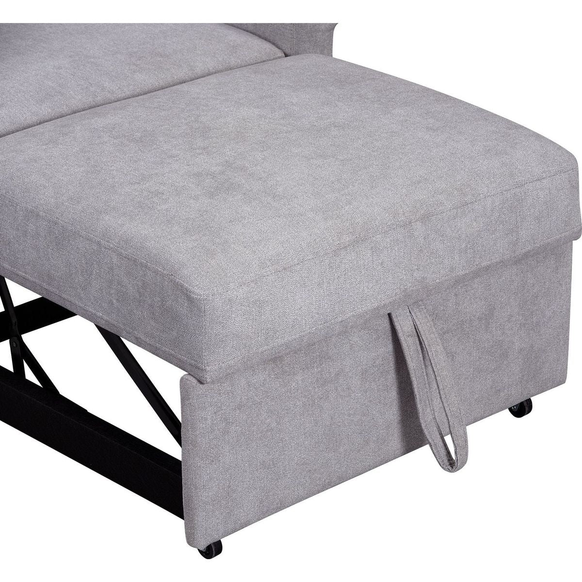 Chenille Convertible Sleeper Chair with Adjustable Backrest, 3 IN 1 Lounger Chair Turns Into Bed, Single Bed for Living Room, Gray