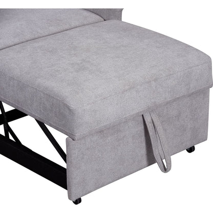 Chenille Convertible Sleeper Chair with Adjustable Backrest, 3 IN 1 Lounger Chair Turns Into Bed, Single Bed for Living Room, Gray