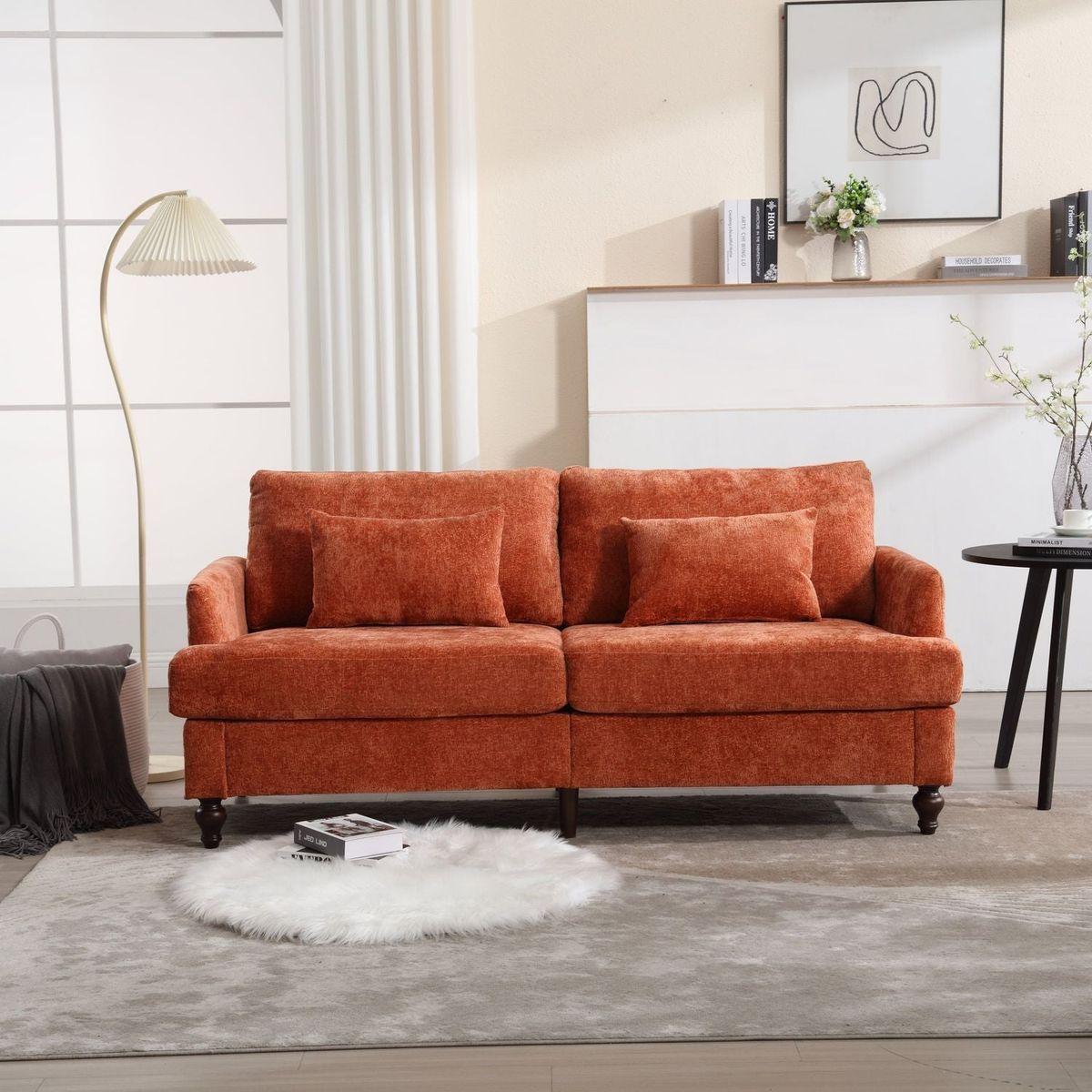 Modern chenille Fabric Loveseat, 2-Seat Upholstered Loveseat Sofa Modern Couch