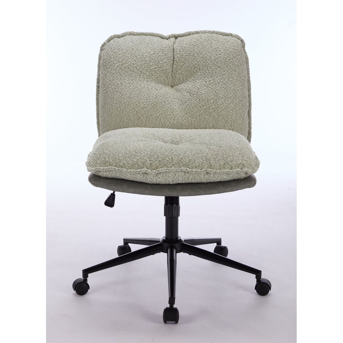 Oversize Seat Cirss Cross Chair with Wheels, Elegant Design Computer Chair, Adjustable Height 360 Rolling Swivel Home Office Chair for Small Space, Dressing Room, Living Room (GRAY+GREEN)