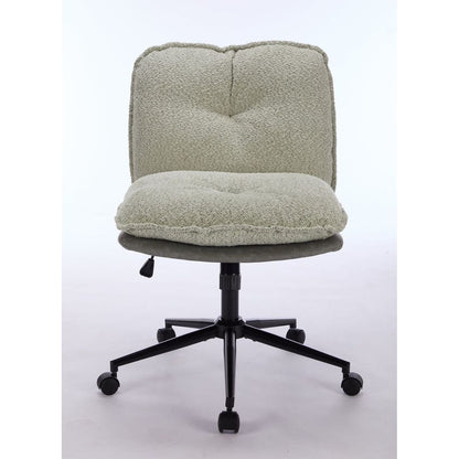 Oversize Seat Cirss Cross Chair with Wheels, Elegant Design Computer Chair, Adjustable Height 360 Rolling Swivel Home Office Chair for Small Space, Dressing Room, Living Room (GRAY+GREEN)