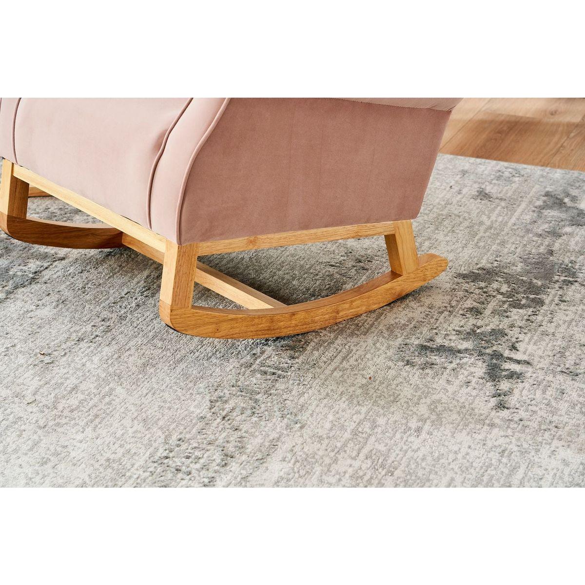 Baby Room High Back Rocking Chair Nursery Chair, Comfortable Rocker Fabric Padded Seat, Modern High Back Armchair