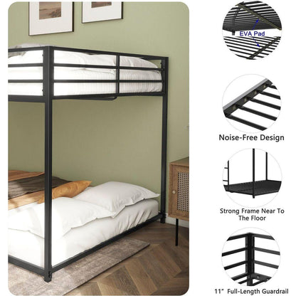 Adam Sturdy Full over Full Metal Bunk Black for Kids and Adult, Low Profile and Easy Climbing with Stable Ladder