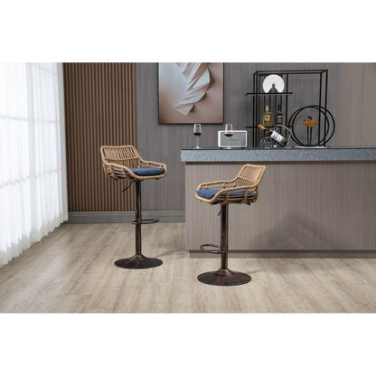 Swivel Bar Stools Set of 2 Adjustable Counter Height Chairs with Footrest for Kitchen, Dining Room 2PC/SET