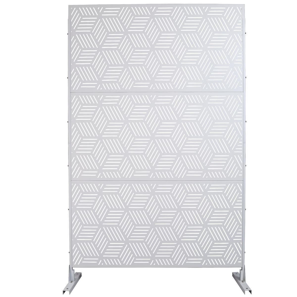 Outdoor & Indoor Privacy Screen Metal Privacy Screen 76' H×48' W, Freestanding Decorative Privacy Screen for Deck Balcony Patio, Privacy Fence Panels for Outside Lawn Garden PS116 WHITE