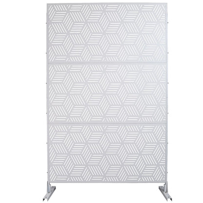 Outdoor & Indoor Privacy Screen Metal Privacy Screen 76' H×48' W, Freestanding Decorative Privacy Screen for Deck Balcony Patio, Privacy Fence Panels for Outside Lawn Garden PS116 WHITE