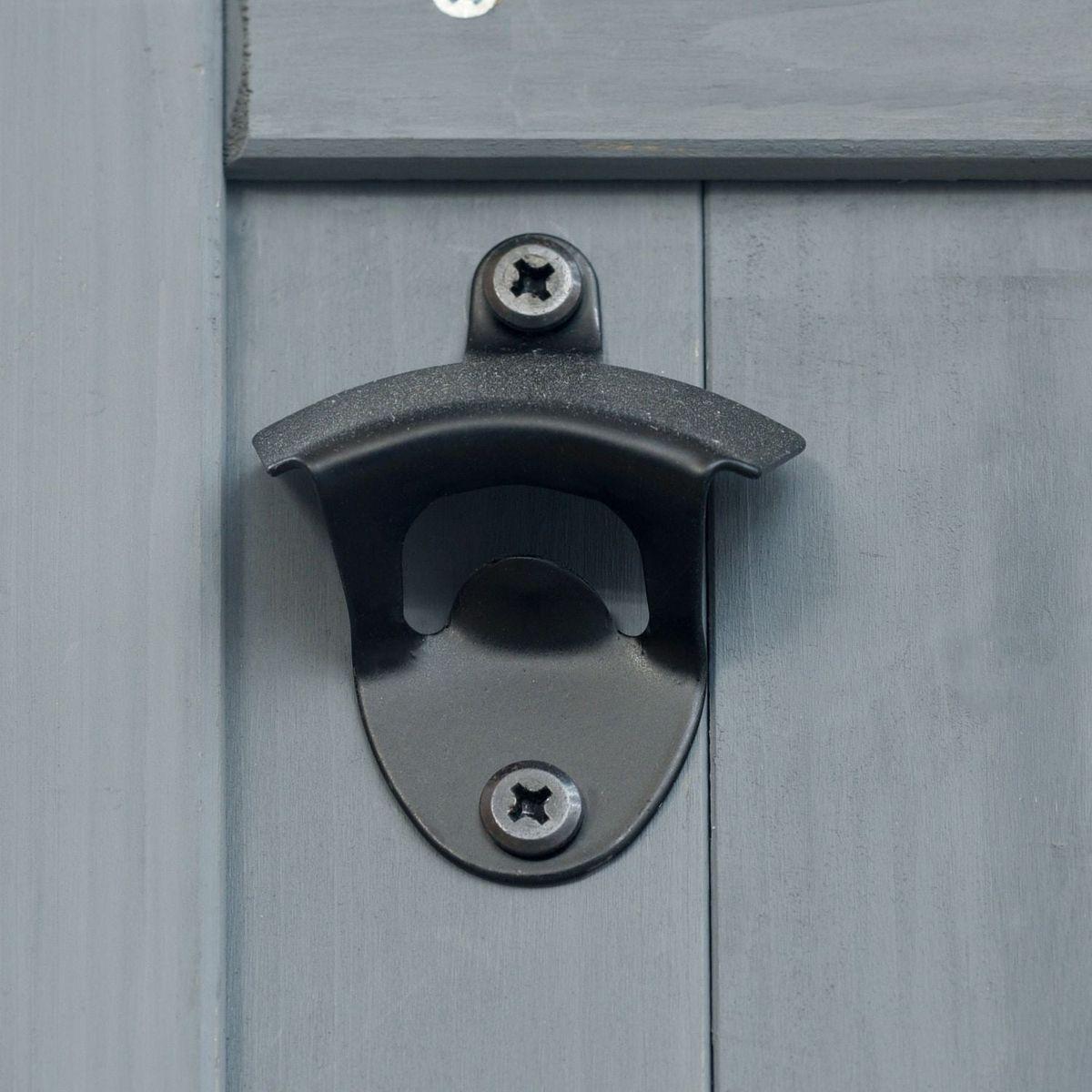 Outdoor Kitchen Island, Rolling Bar Cart & Storage Cabinet, Farmhouse Solid Wood Outdoor Grill Table with Stainless Steel Top, Spice Rack, Towel Rack for Kitchen & BBQ, Grey Blue