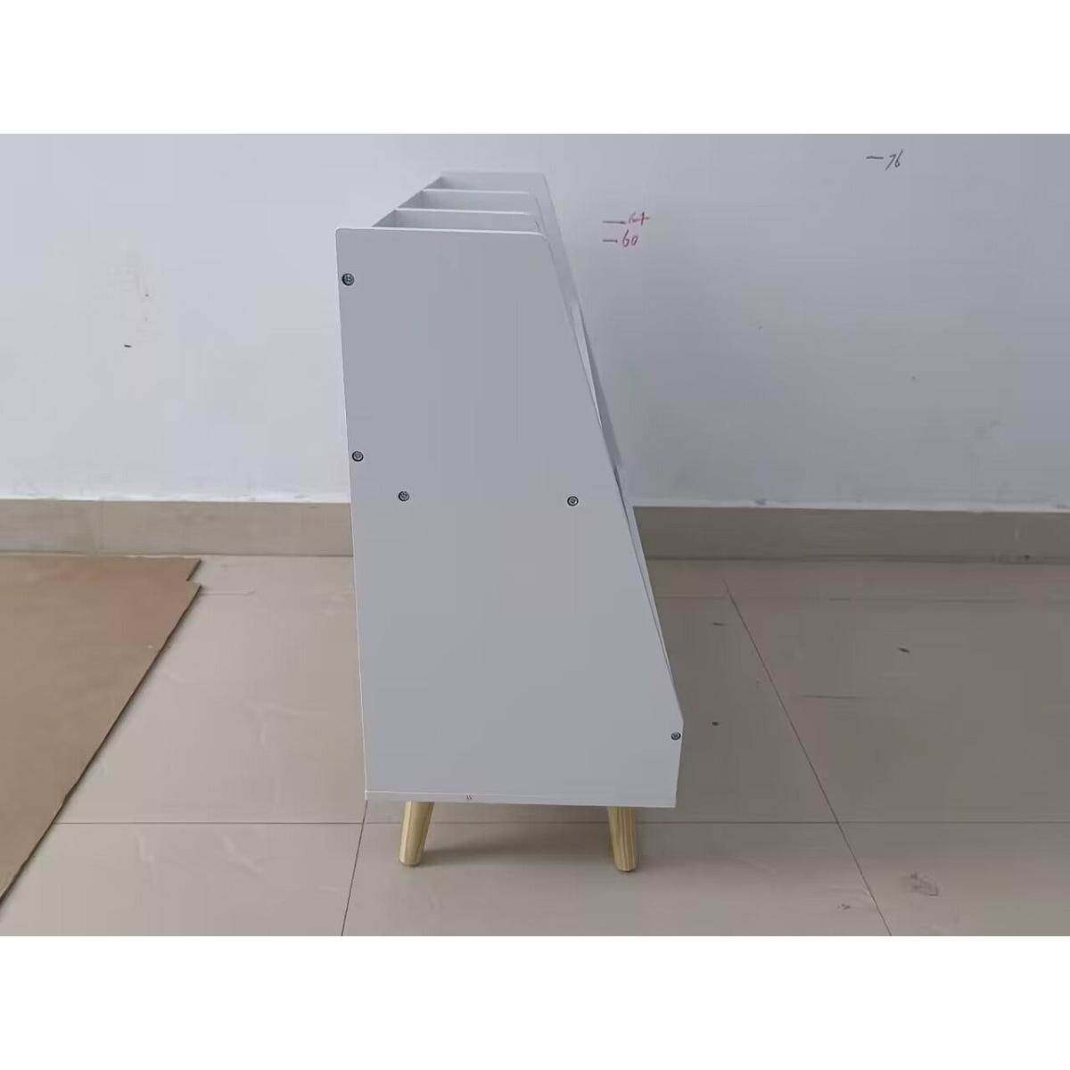 Kids Bookshelf and Toy Organizer, 5 Cubbies Wooden Open Bookcase, 2-Tier Baby Storage Display Organizer with Legs, Free Standing for Playing Room, Bedroom, Nursery, Classroom, White