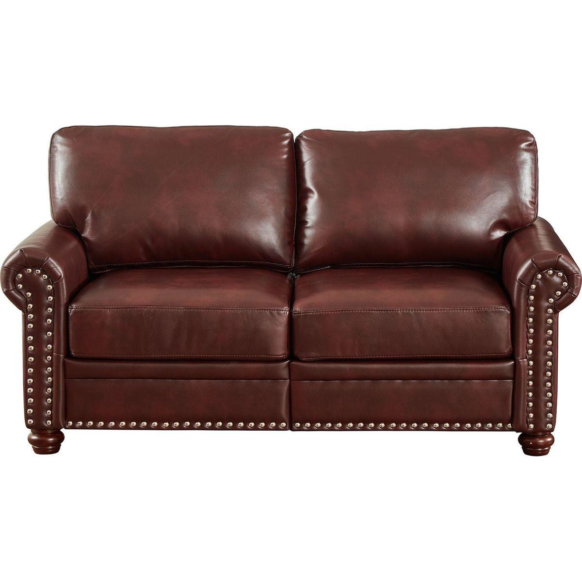 Living Room Sofa Loveseat Chair Burgundy Faux Leather