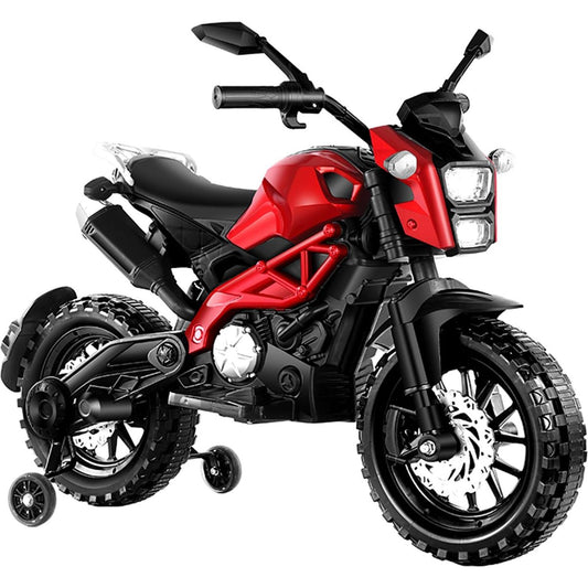 Electric Motorcycle for Kids, kids ride on motorcycle, Tamco 12V Electric Dirt Bike with Training Wheels, Hand Racing Foot Brake,PU seat, Ride on Motorcycle for 3~6 years Boys Girls gift