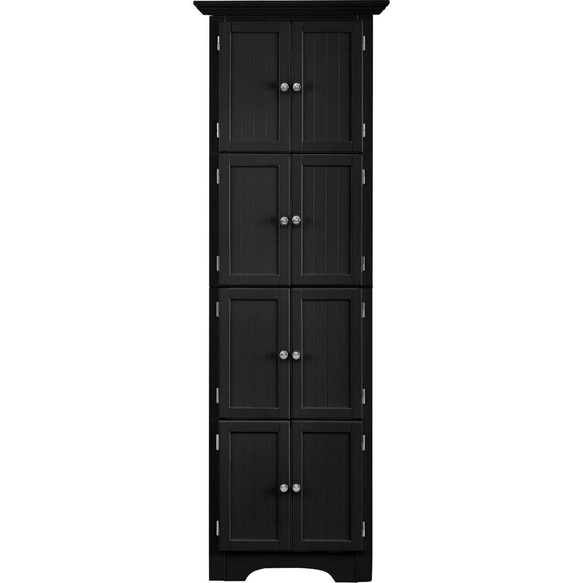 Tall Storage Cabinet with Doors and 4 Shelves for Living Room, Kitchen, Office, Bedroom, Bathroom, Modern, Black